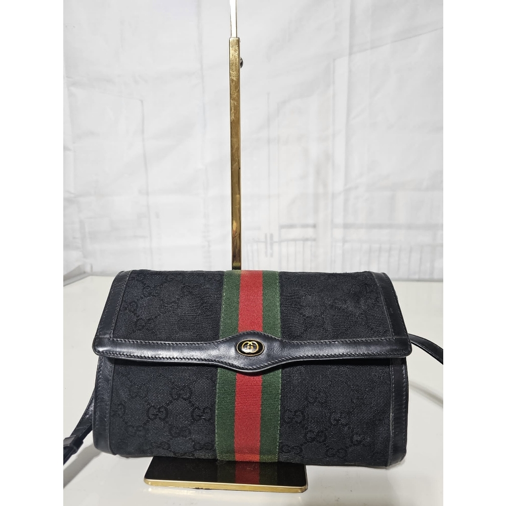 GUCCI Ophidia GG Vintage Sherryline Crossbody bag Black - Picture 10 of 14